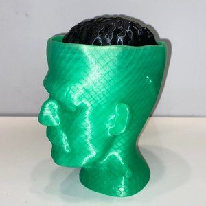 Handmade 3D Printed Monster Frankenstein Head and Brain Figurine Bust